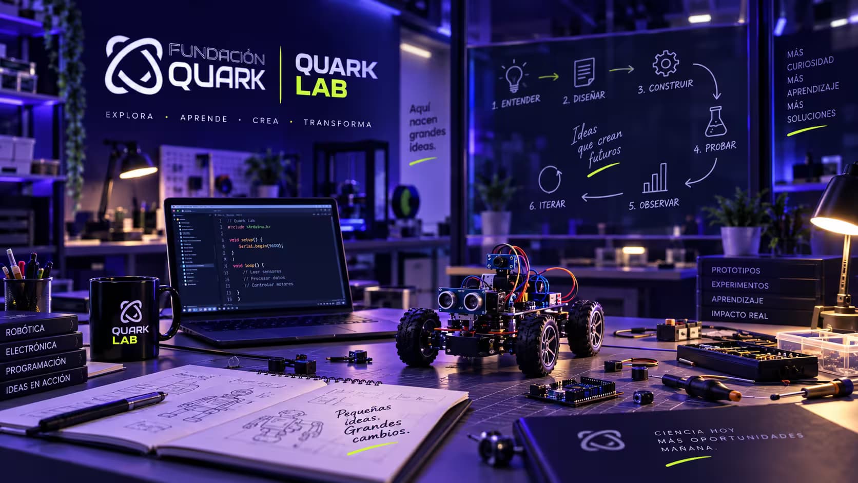 Quark Lab robotics and prototyping workspace